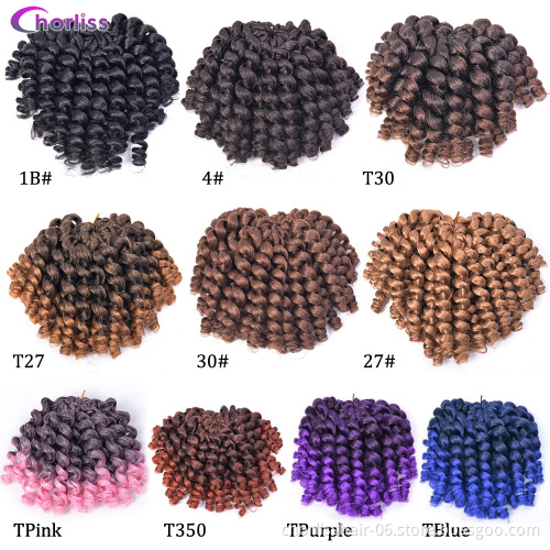Wholesale Afro Ombre Spring Twist Short Jamaican Bounce Jumpy Wand Curls Crochet African Synthetic Braiding Hair Extensions